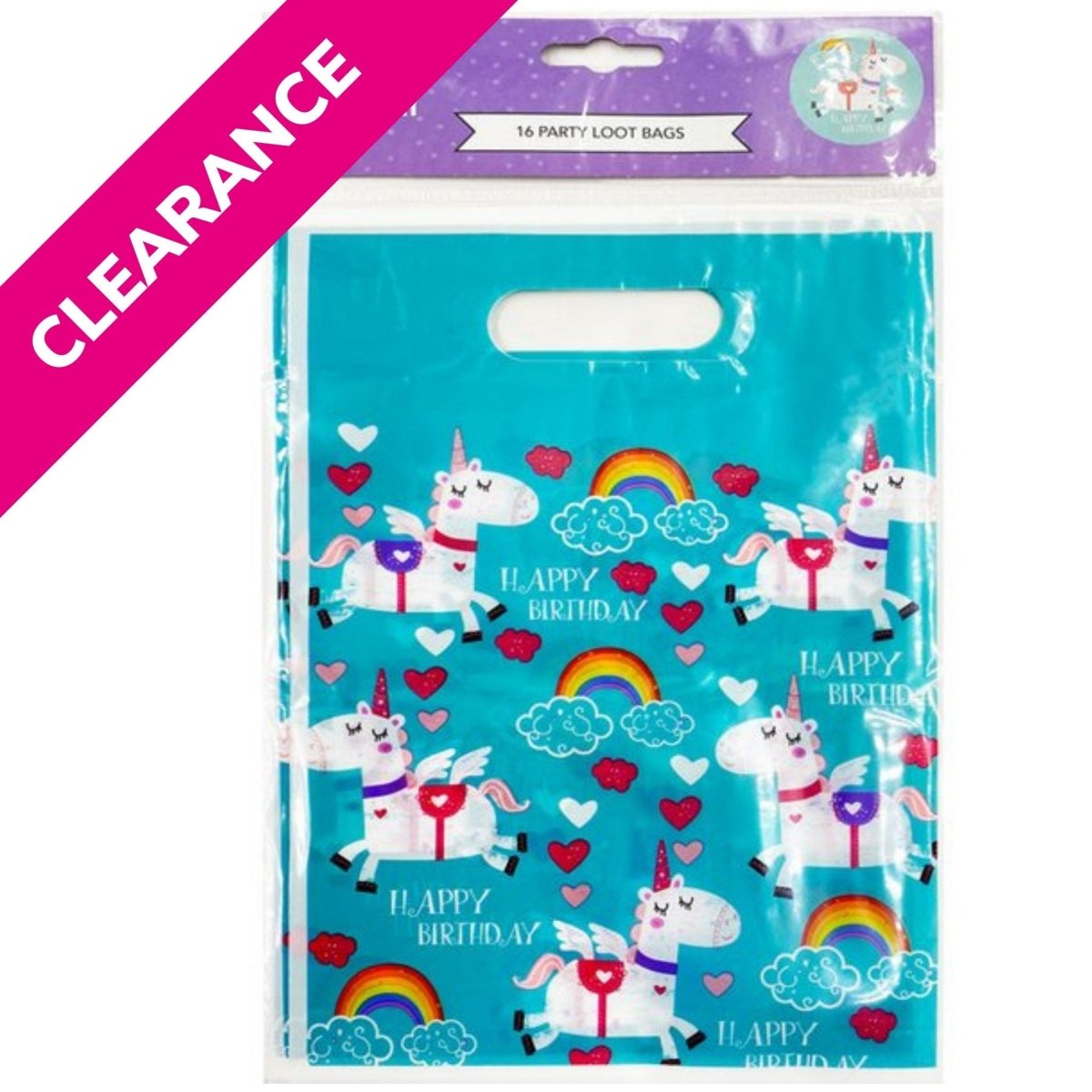 16 Pack Party Loot Bags - Unicorn - PoundToys